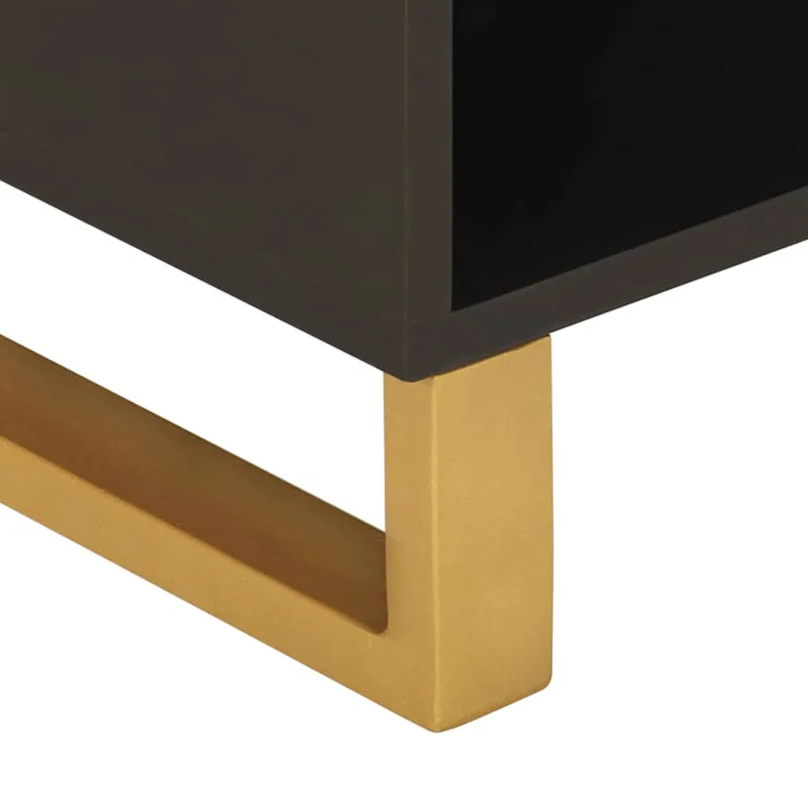 Meuble TV marron et noir 80x33,5x46 cm bois massif de manguier - 10
