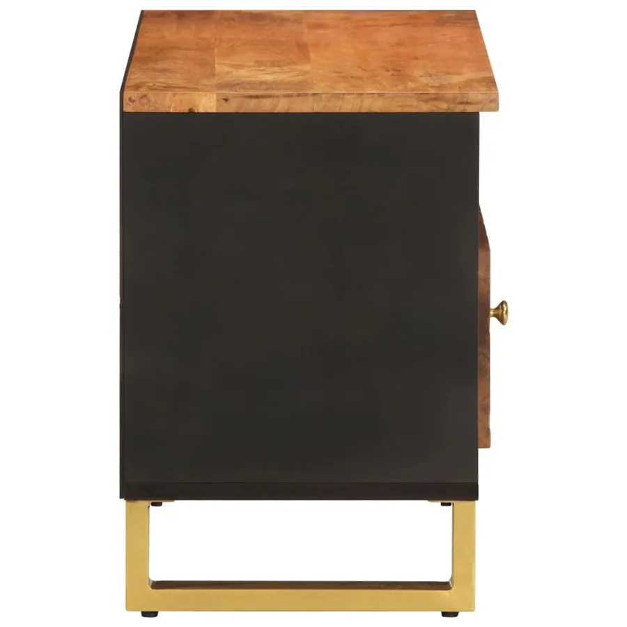 Meuble TV marron et noir 80x33,5x46 cm bois massif de manguier - 5