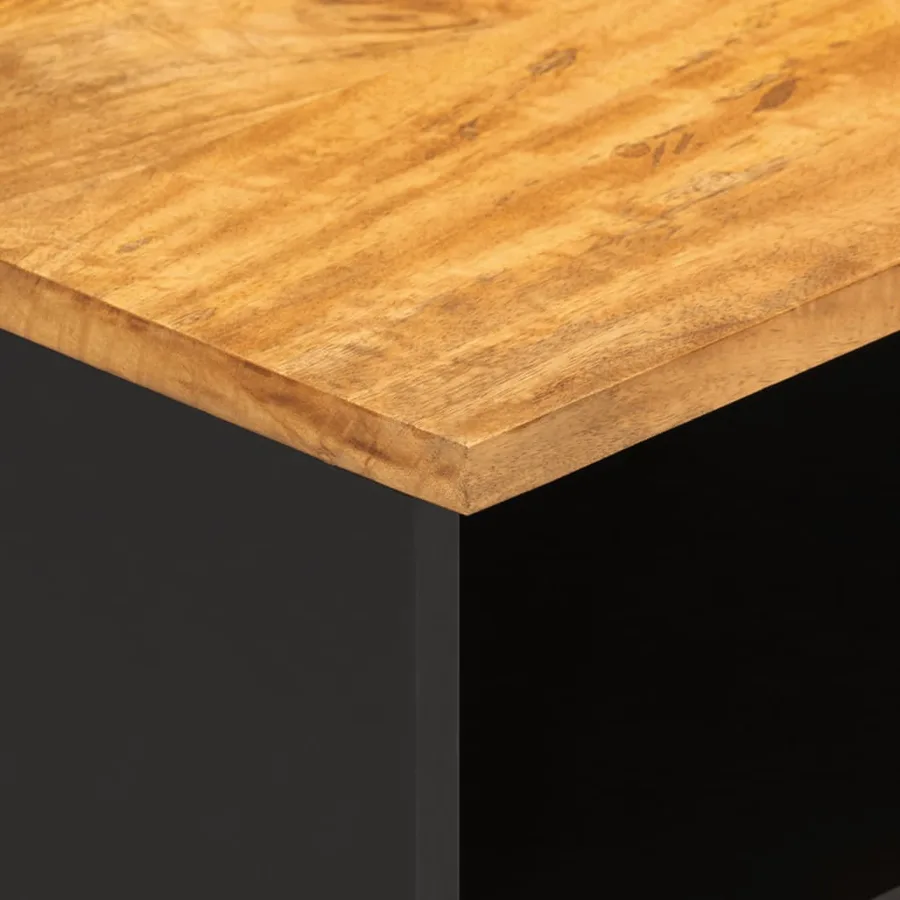 Meuble TV marron et noir 80x33,5x46 cm bois massif de manguier - 8
