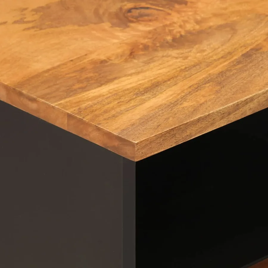 Meuble TV marron et noir 70x33,5x46 cm bois massif de manguier - 8