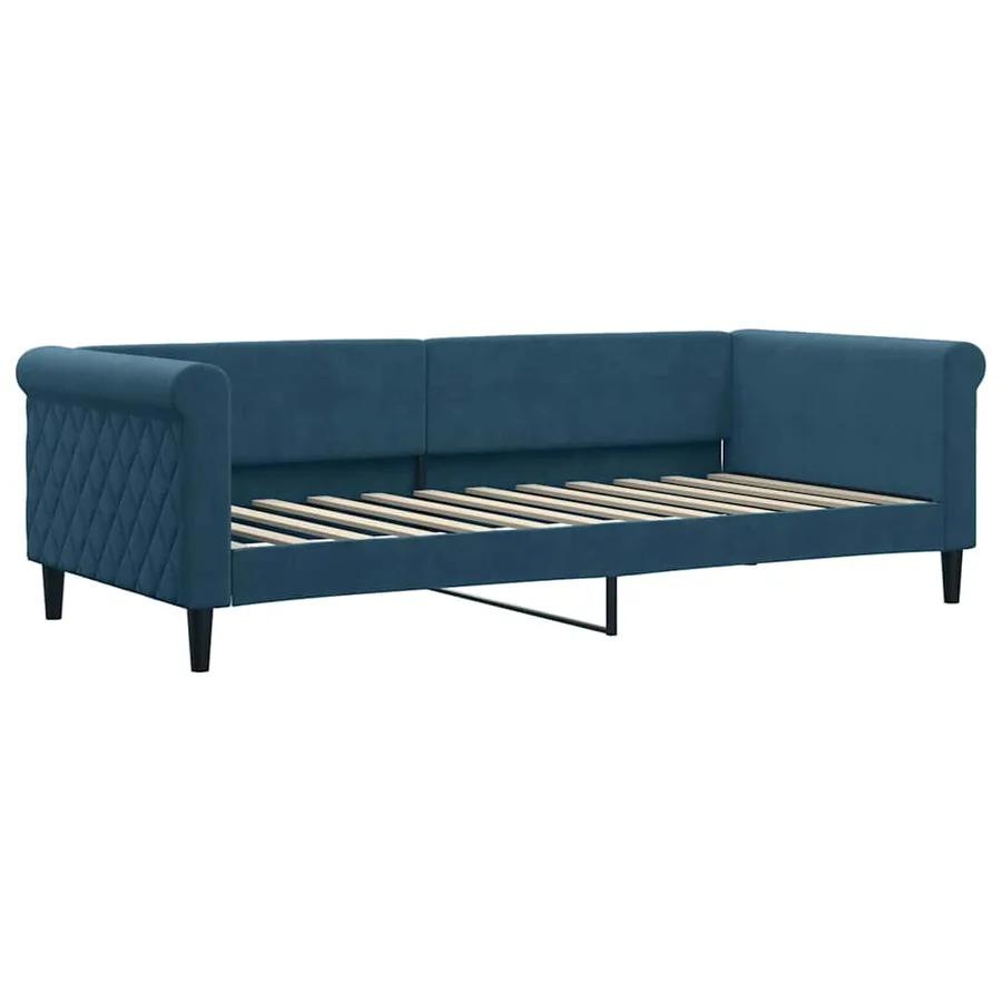 Lit de jour avec lit gigogne et matelas bleu 90x200 cm velours - 4