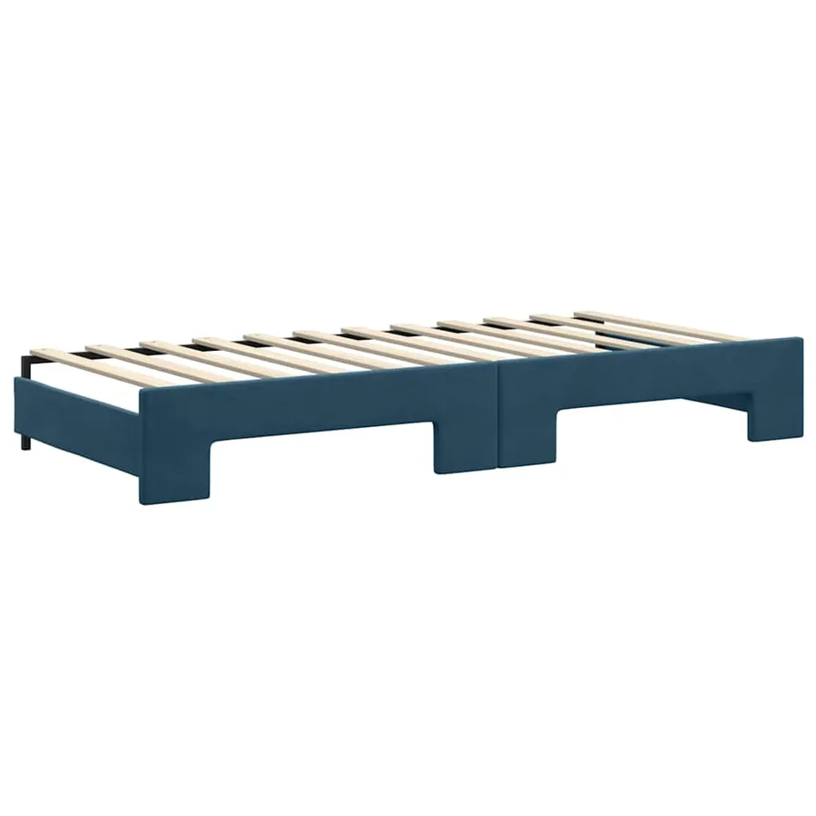 Lit de jour avec lit gigogne et matelas bleu 90x200 cm velours - 5