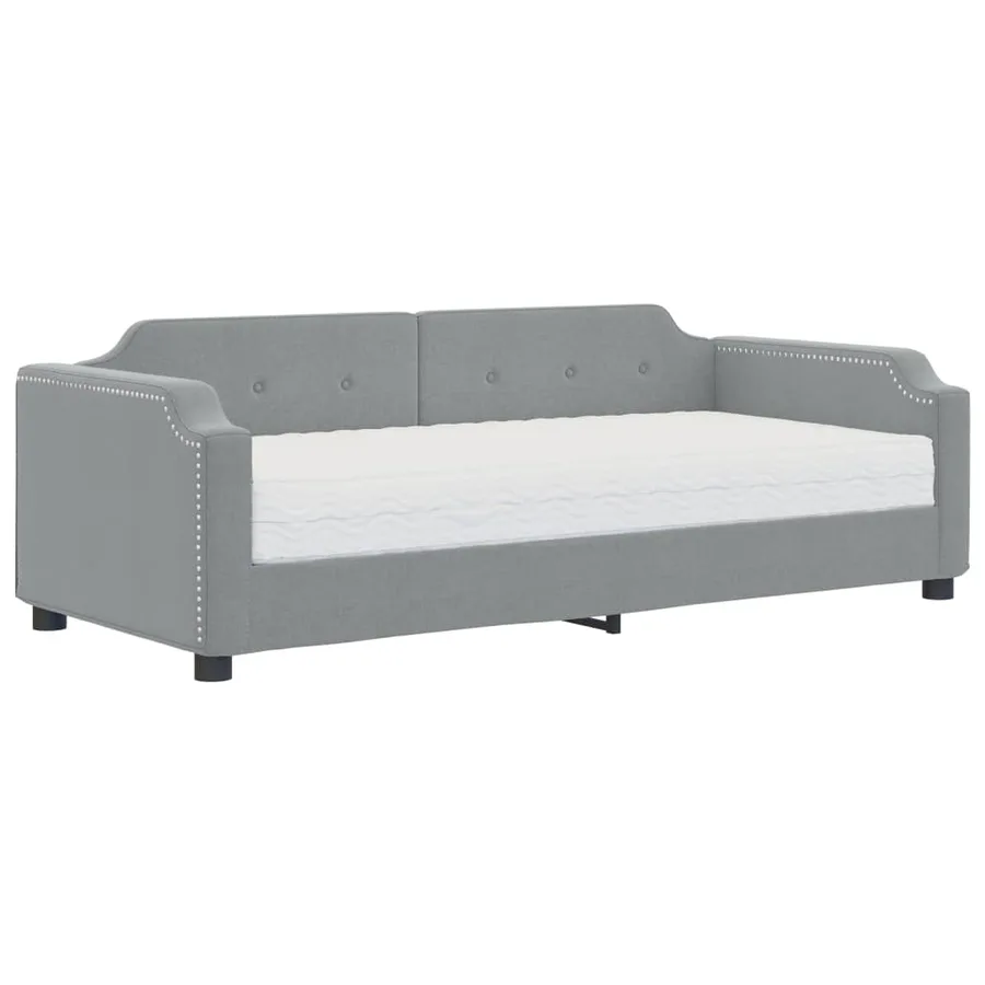 Lit de jour avec matelas gris clair 90x190 cm tissu - 2