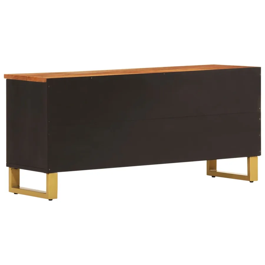 Meuble TV marron et noir 100x33,5x46 cm bois massif de manguier - 6