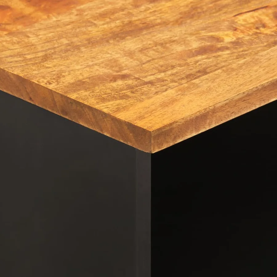 Meuble TV marron et noir 100x33,5x46 cm bois massif de manguier - 8