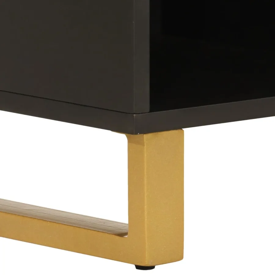 Meuble TV marron et noir 100x33,5x46 cm bois massif de manguier - 9
