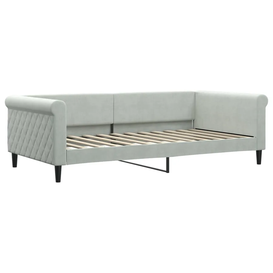 Lit de jour avec matelas gris clair 100x200 cm velours - 3