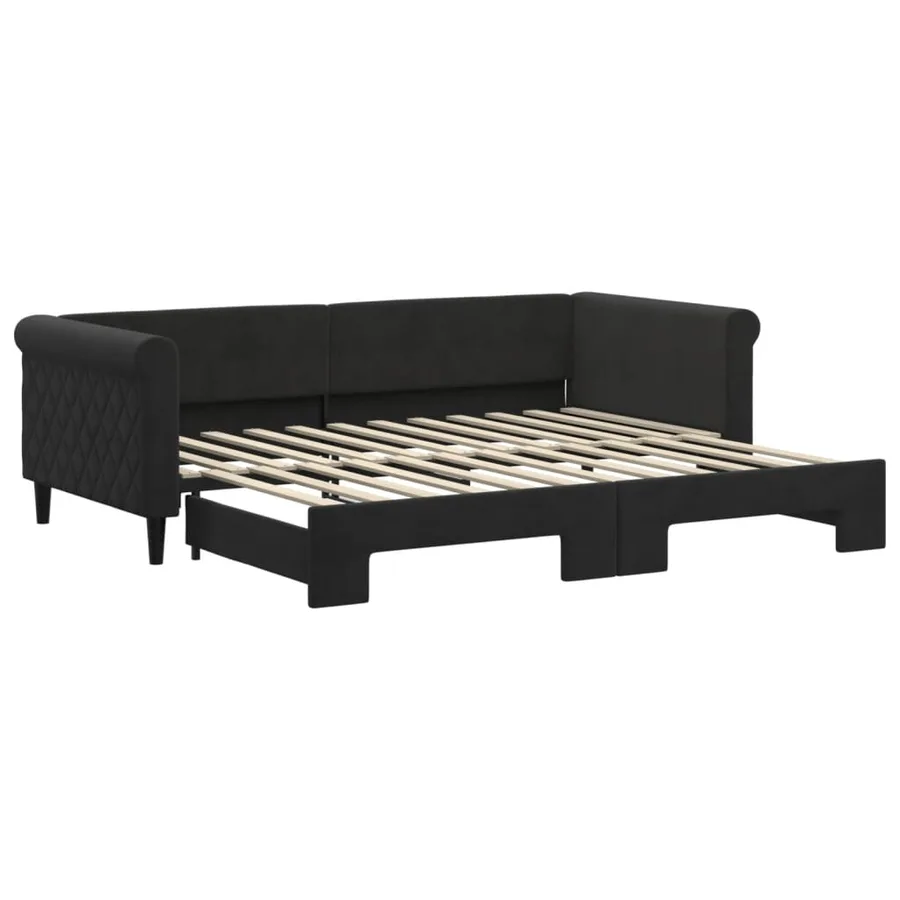 Lit de jour avec gigogne sans matelas noir 90x200 cm - 2