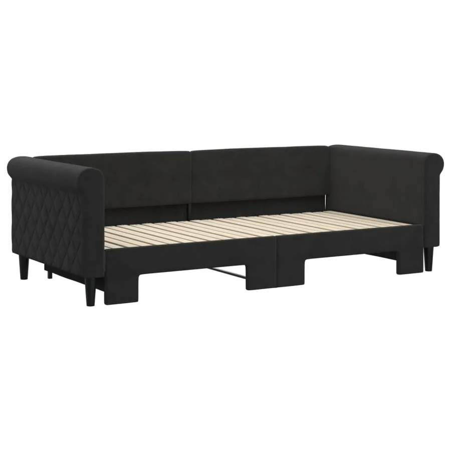 Lit de jour avec gigogne sans matelas noir 90x200 cm - 3