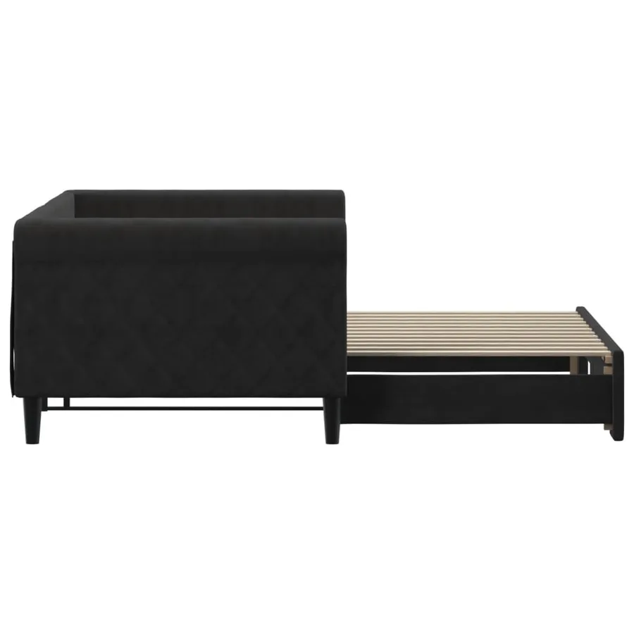 Lit de jour avec gigogne sans matelas noir 90x200 cm - 4