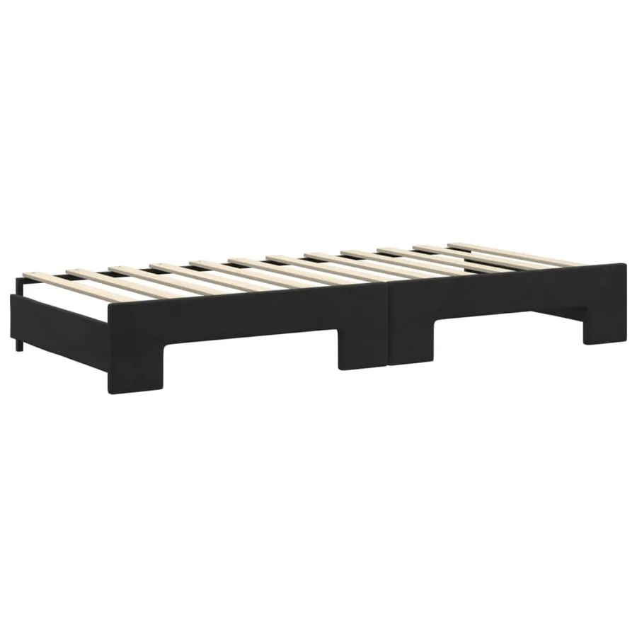 Lit de jour avec gigogne sans matelas noir 90x200 cm - 8