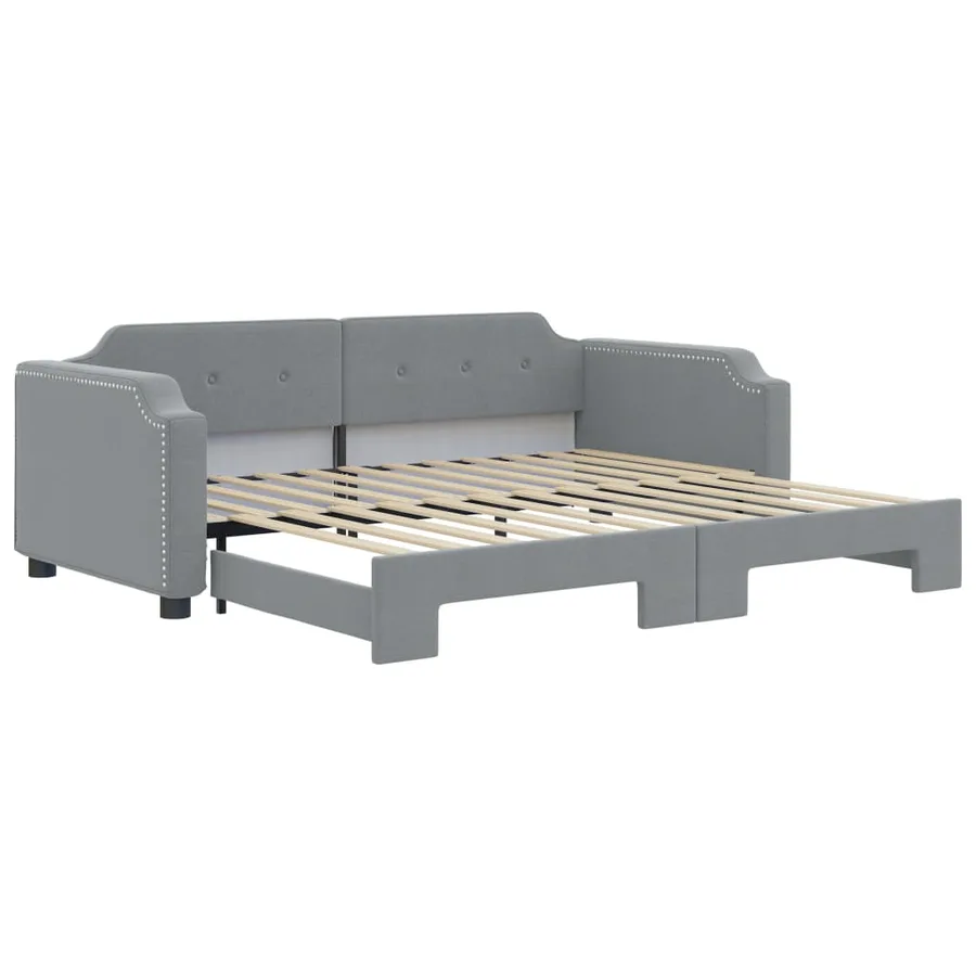Lit de jour avec gigogne sans matelas gris clair 100x200 cm - 2