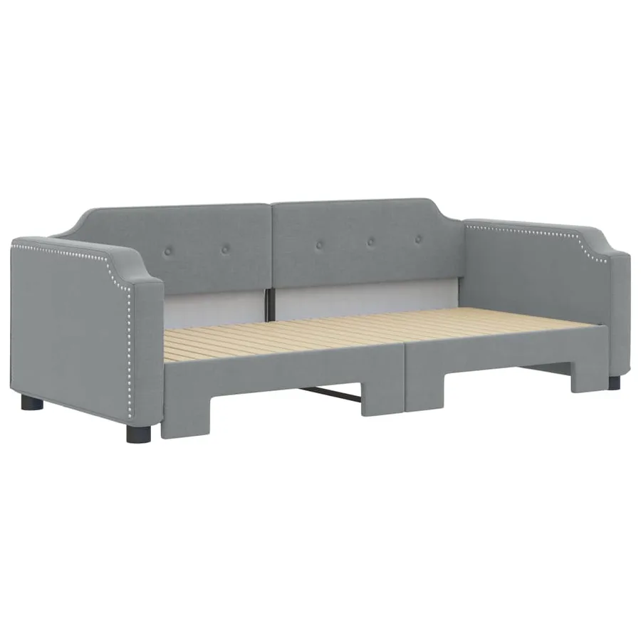 Lit de jour avec gigogne sans matelas gris clair 100x200 cm - 3