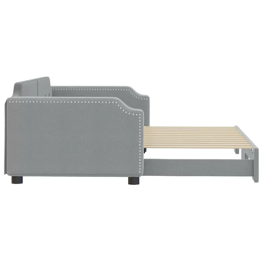 Lit de jour avec gigogne sans matelas gris clair 100x200 cm - 4