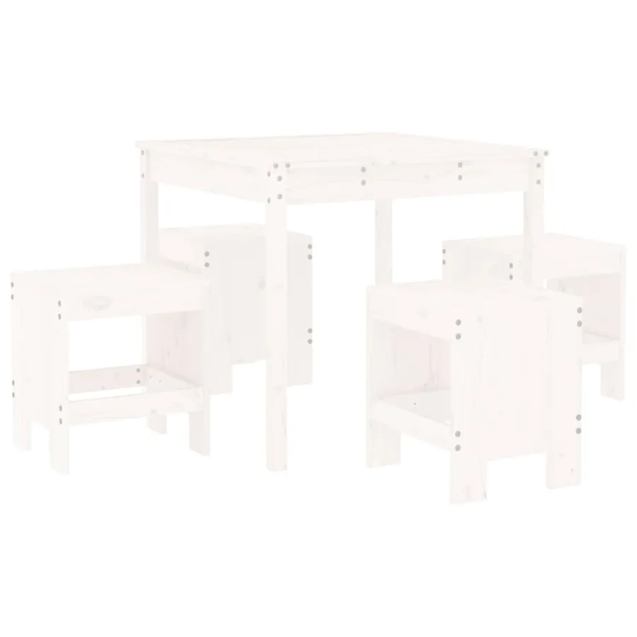 Ensemble à manger de jardin 5pcs blanc bois massif de pin - 2