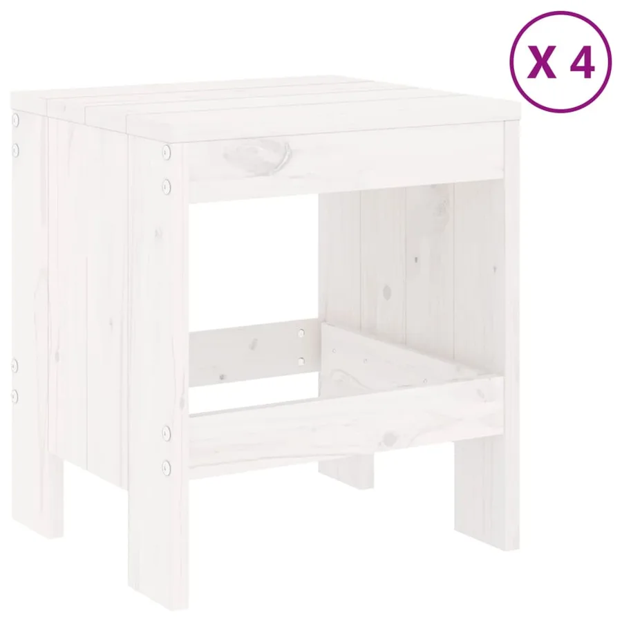 Ensemble à manger de jardin 5pcs blanc bois massif de pin - 3