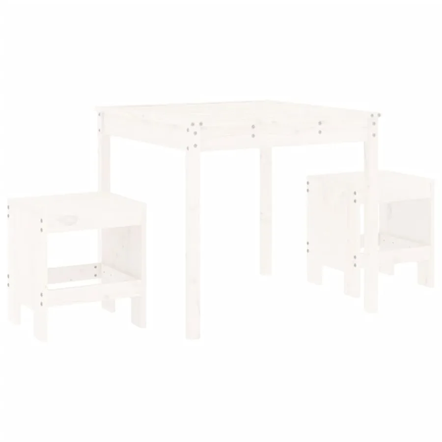 Ensemble de bistrot de jardin 3 pcs blanc bois de pin massif - 2