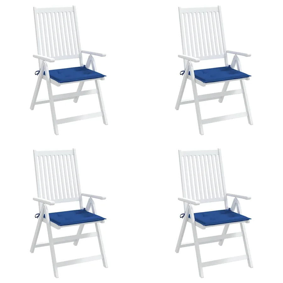 Coussins de chaise de jardin lot de 4 bleu royal 40x40x4 cm - 4