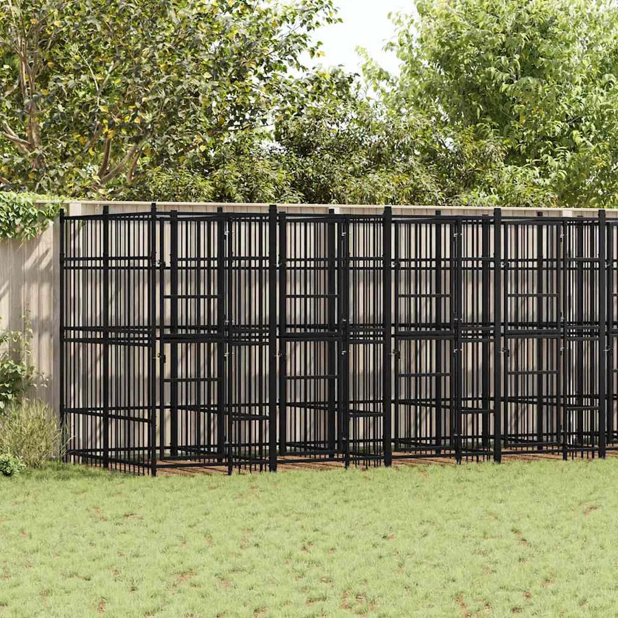 Chenil d'extérieur pour chiens Acier 14,75 m²