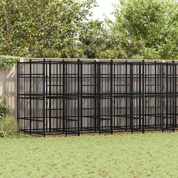 Chenil d'extérieur pour chiens Acier 14,75 m²
