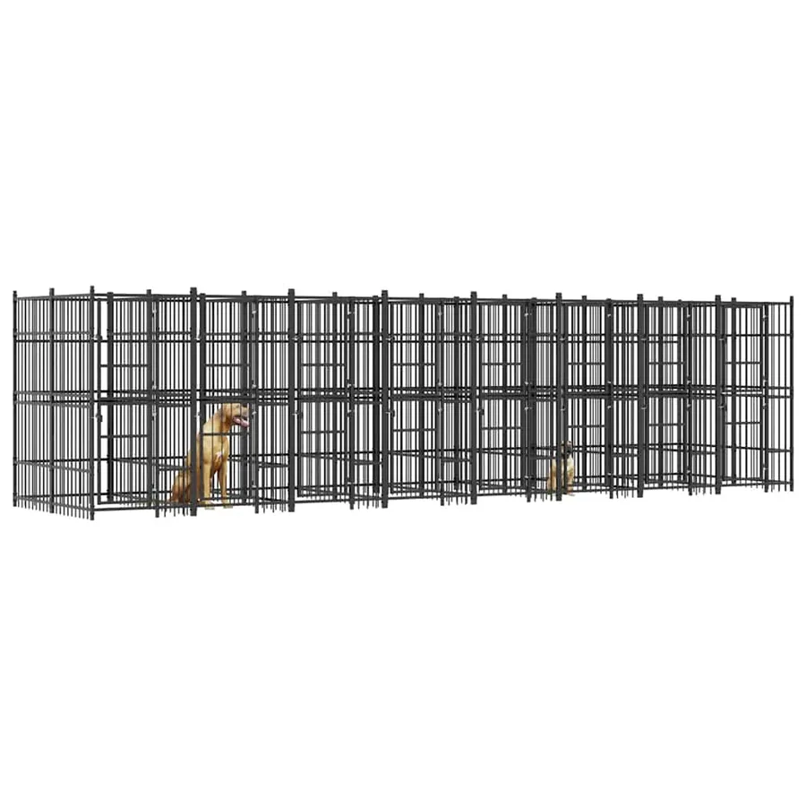 Chenil d'extérieur pour chiens Acier 14,75 m² - 4
