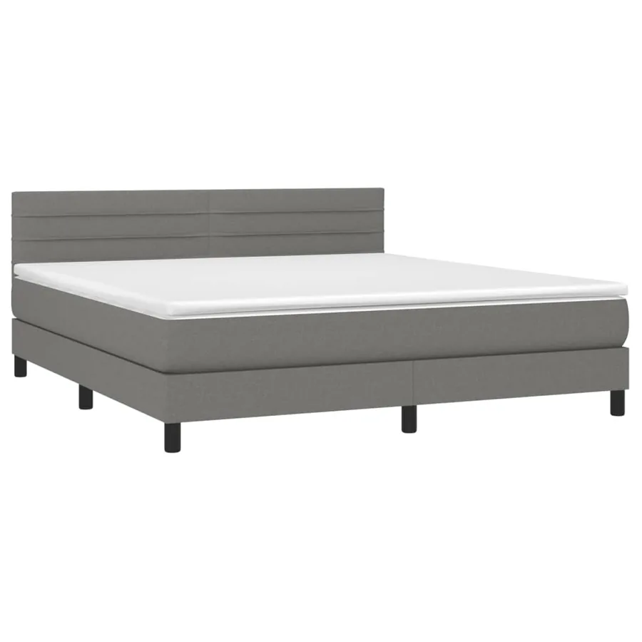 Sommier à lattes de lit et matelas et LED Gris foncé 180x200 cm - 3