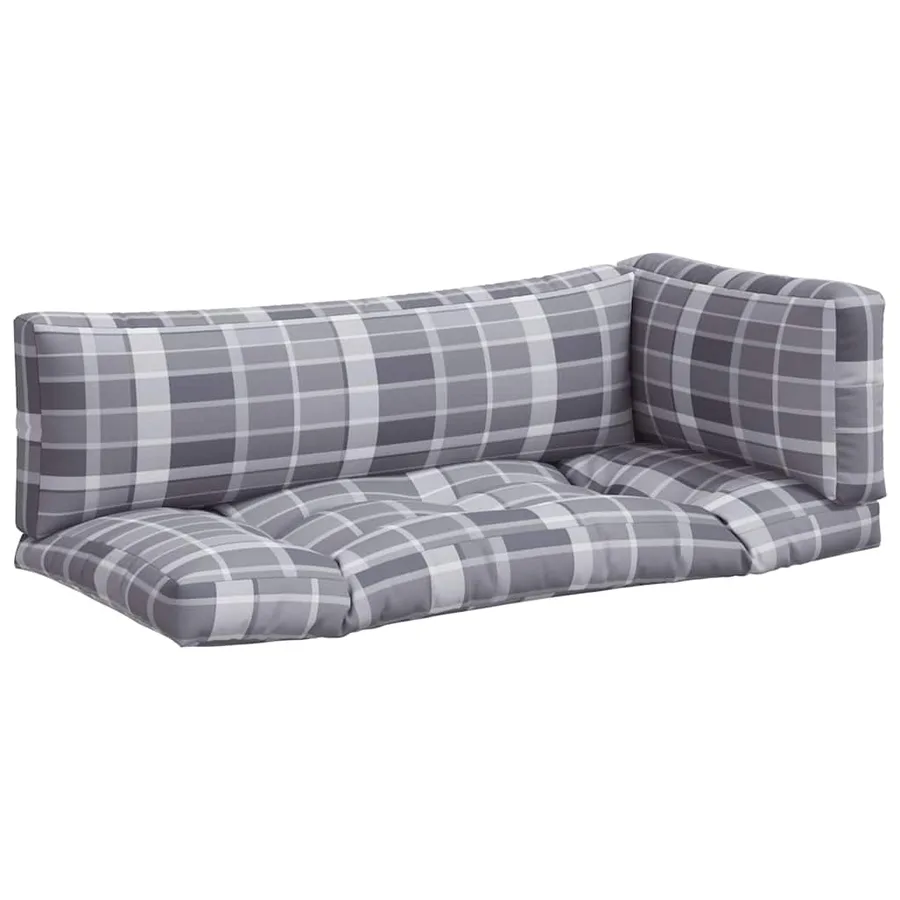 Coussins de palette 3 pcs carreaux gris tissu - 2