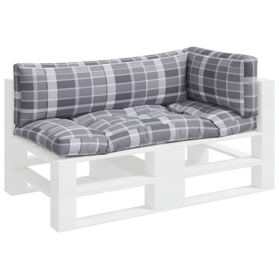 Coussins de palette 3 pcs carreaux gris tissu - 3