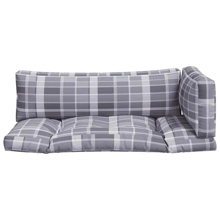 Coussins de palette 3 pcs carreaux gris tissu - 4