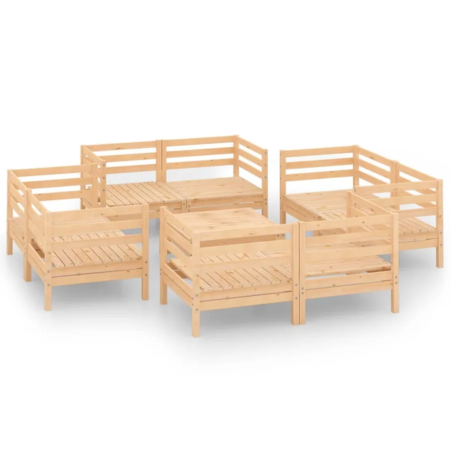 Salon de jardin 9 pcs Bois de pin massif - 2