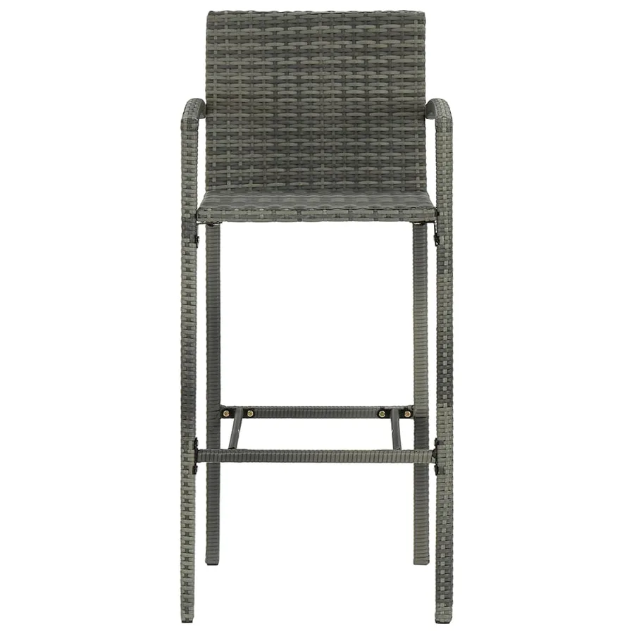 Tabourets de bar lot de 2 gris résine tressée - 3