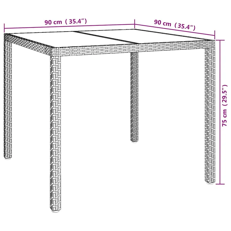 Table de Jardin Blanc 90 x 90 x 75 cm polyrotin - 7