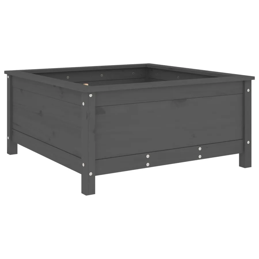 Jardinière gris 82,5x82,5x39 cm bois massif de pin - 2