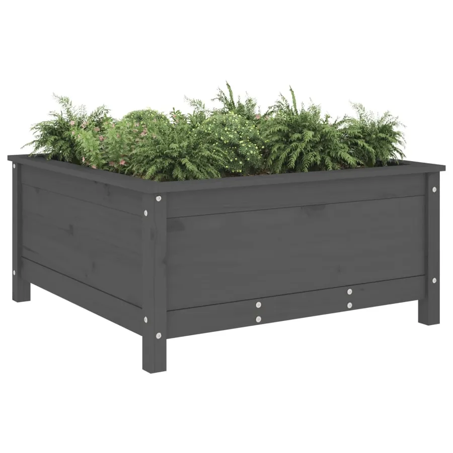 Jardinière gris 82,5x82,5x39 cm bois massif de pin - 3