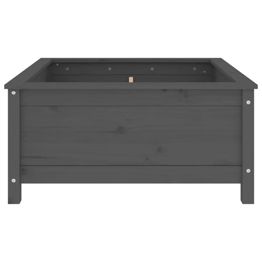Jardinière gris 82,5x82,5x39 cm bois massif de pin - 4