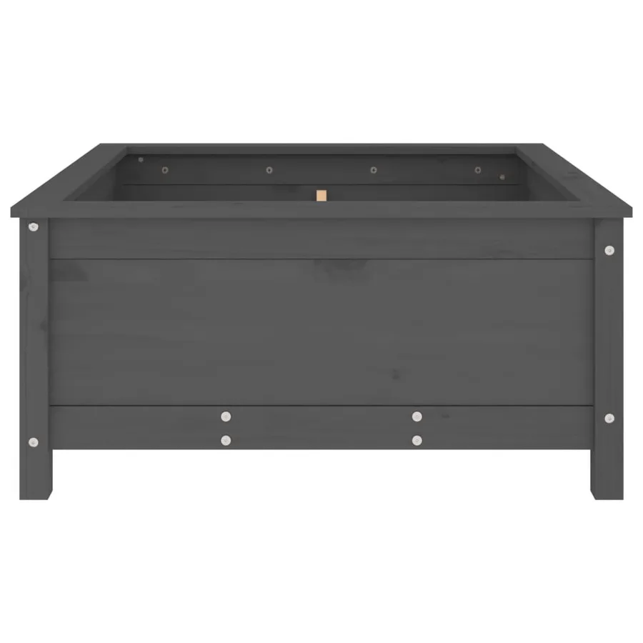 Jardinière gris 82,5x82,5x39 cm bois massif de pin - 5