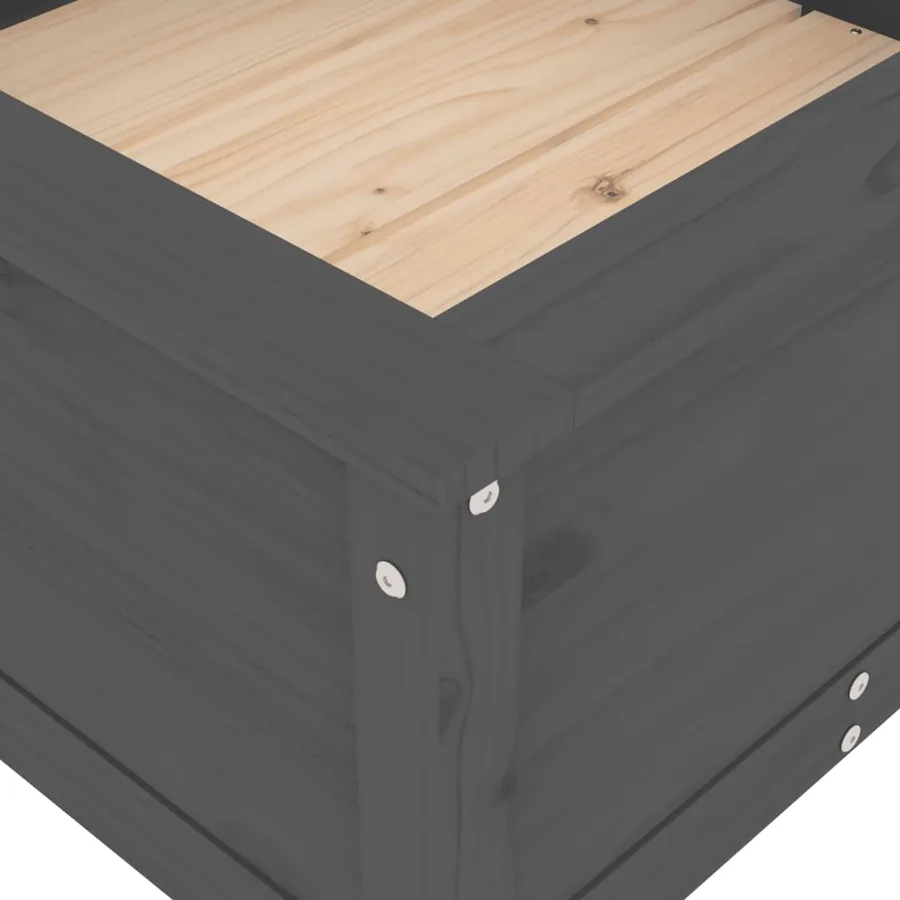 Jardinière gris 82,5x82,5x39 cm bois massif de pin - 7