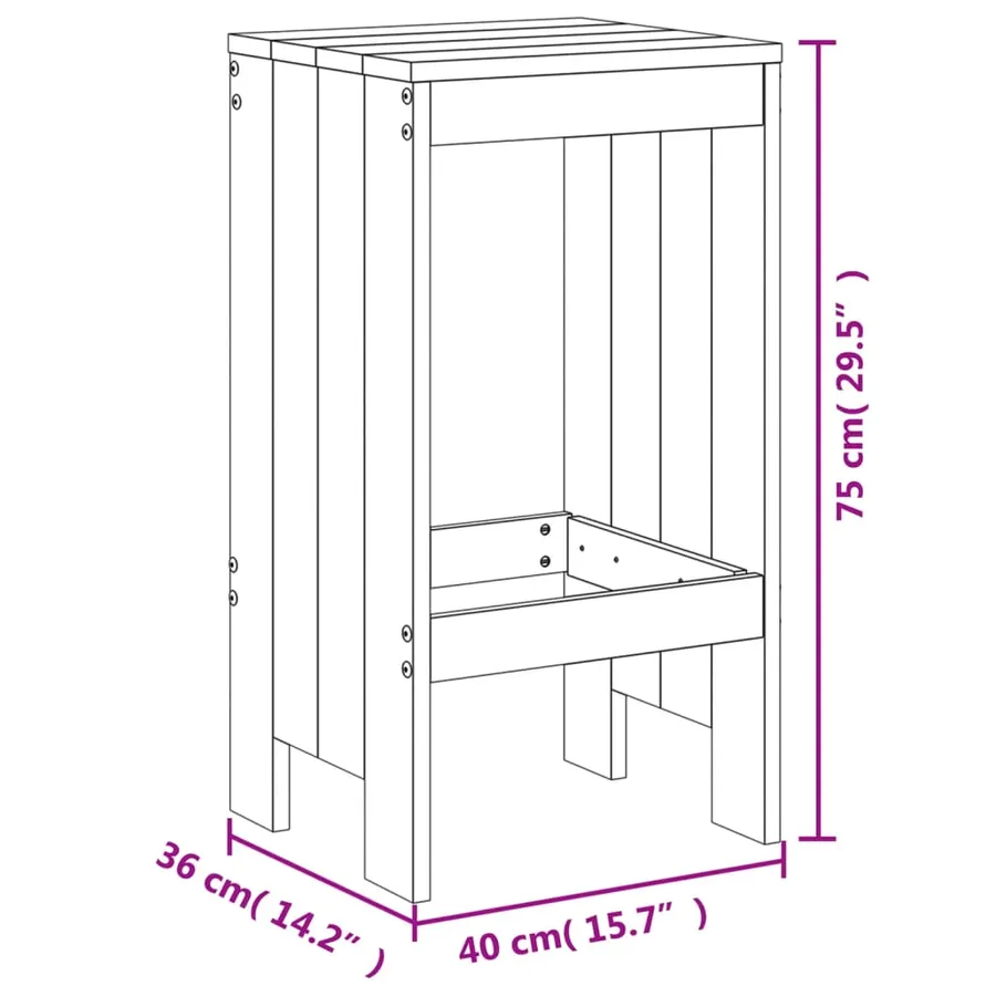 Ensemble de bar de jardin 3 pcs bois massif de Douglas - 10