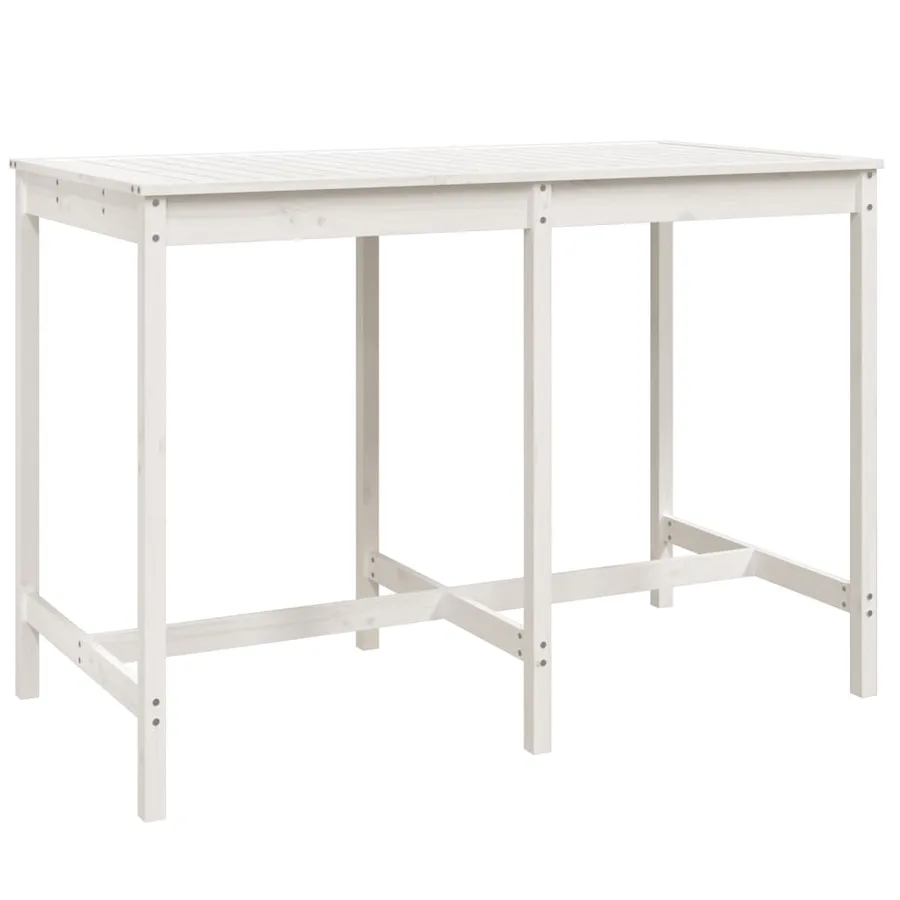 Ensemble de bar de jardin 7 pcs blanc bois de pin massif - 6
