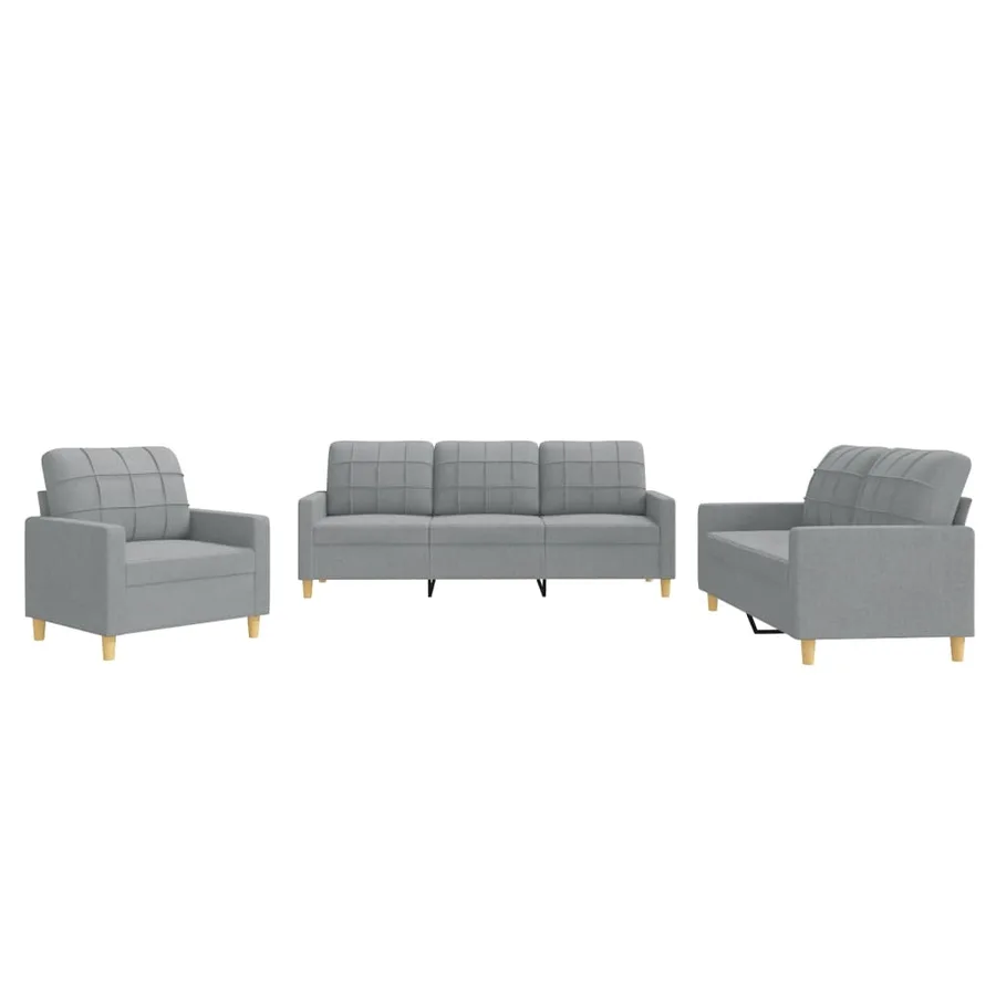 Ensemble de canapés 3 pcs avec coussins Gris clair Tissu - 2