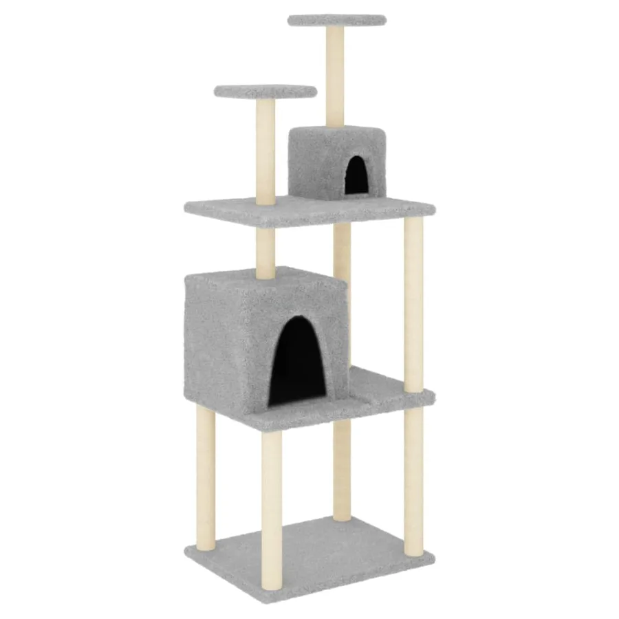 Arbre à chat avec griffoirs en sisal Gris clair 167 cm - 2