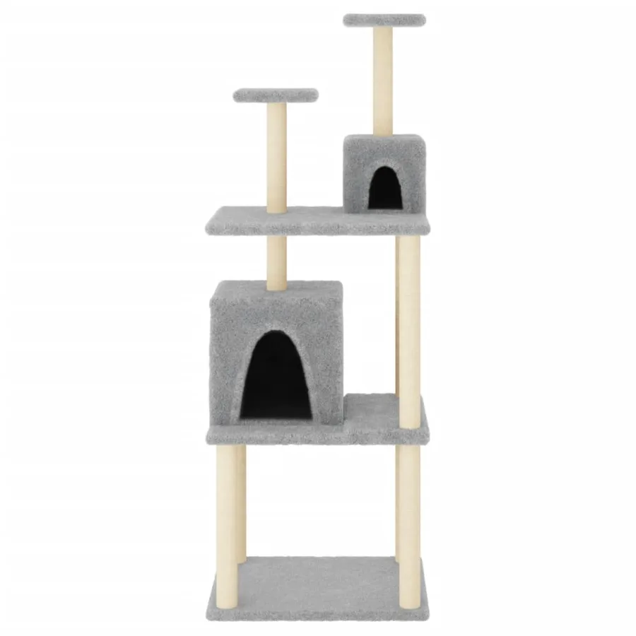 Arbre à chat avec griffoirs en sisal Gris clair 167 cm - 3