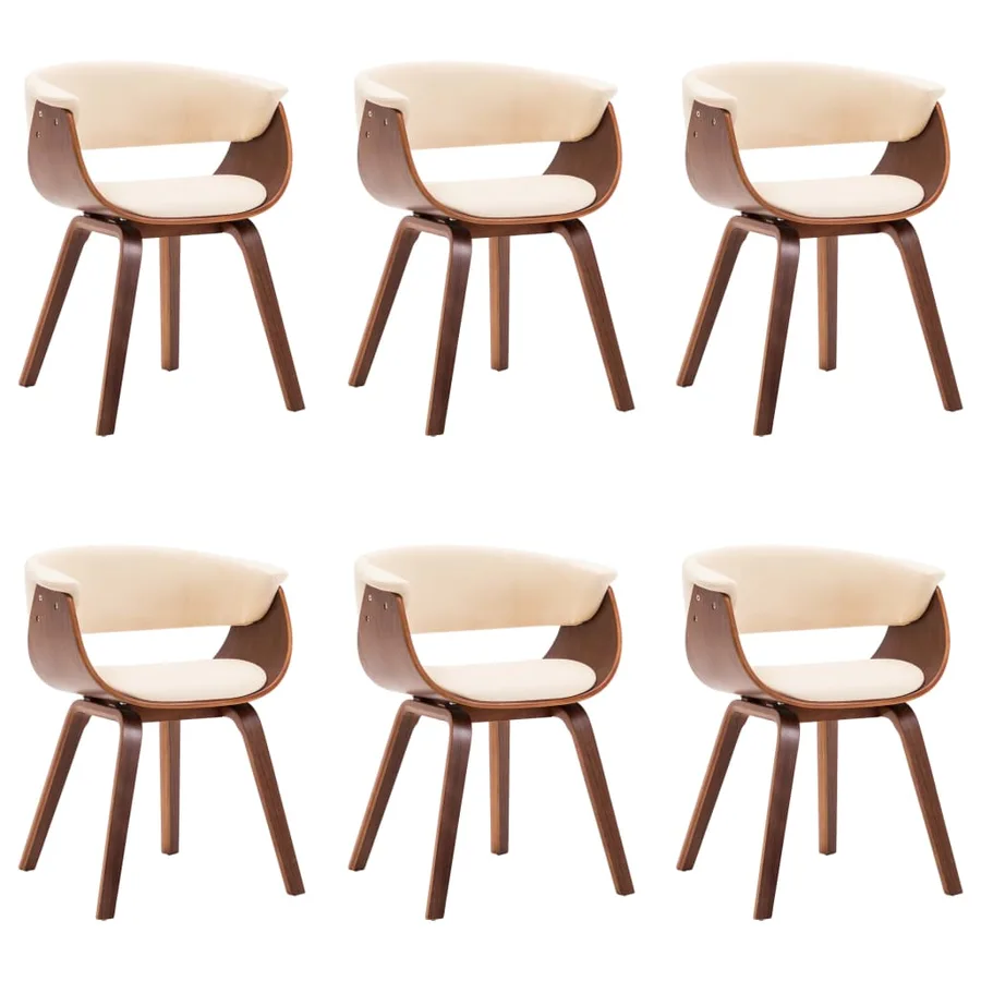 Chaises à manger lot de 6 crème bois courbé et similicuir - 2