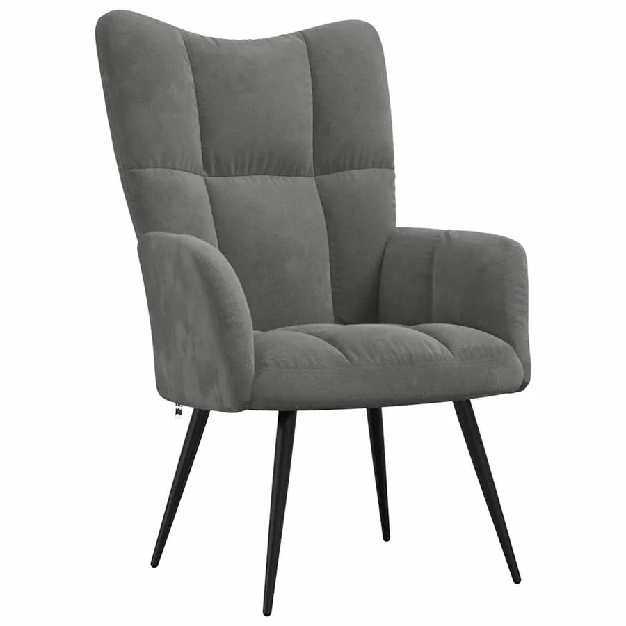 Chaise de relaxation avec tabouret Gris foncé Velours - 6