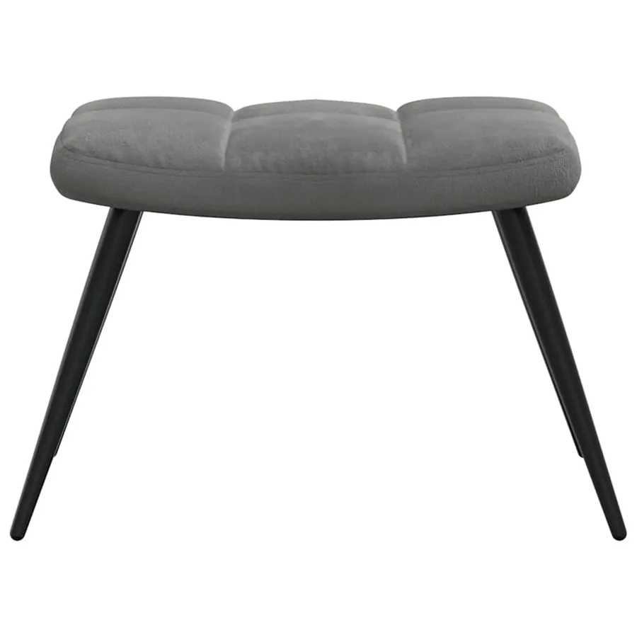 Chaise de relaxation avec tabouret Gris foncé Velours - 7