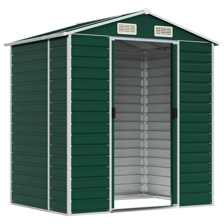 Abri de jardin vert 191x130x198 cm acier galvanisé - 3