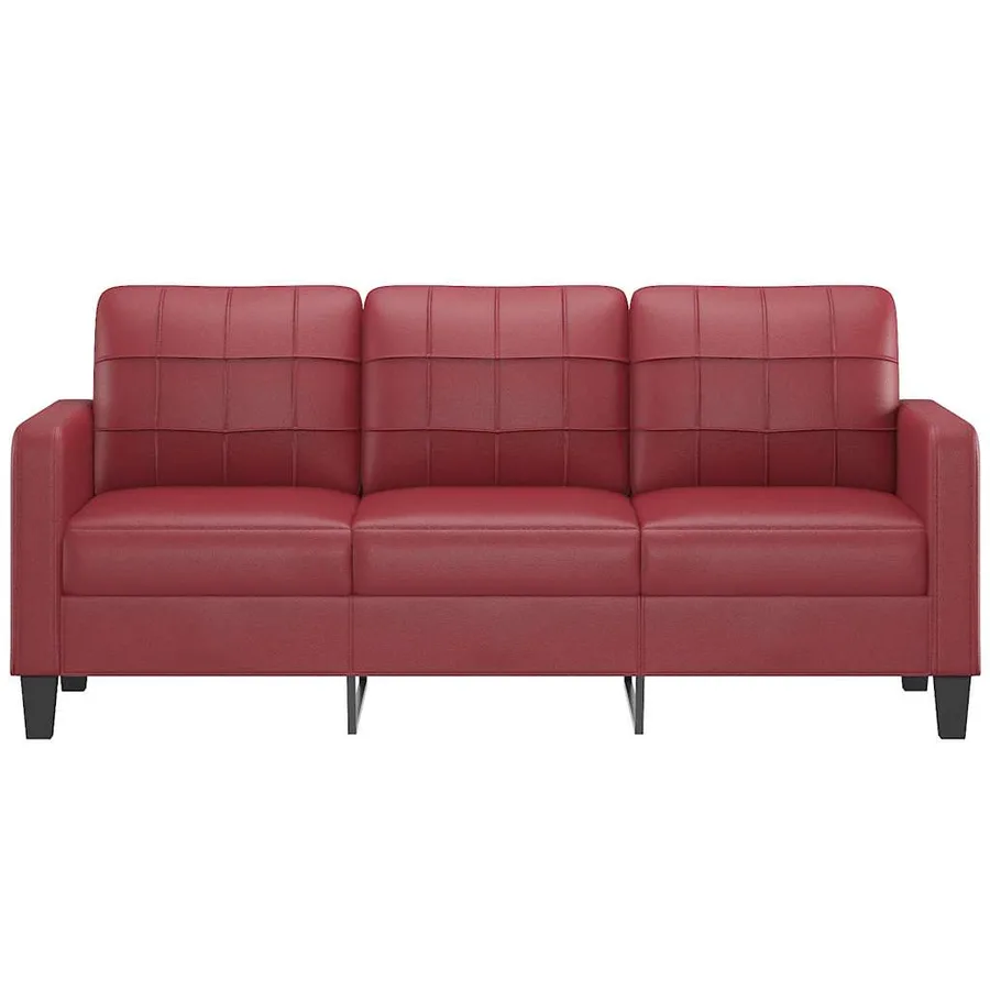 Canapé à 3 places Rouge bordeaux 180 cm Similicuir - 3