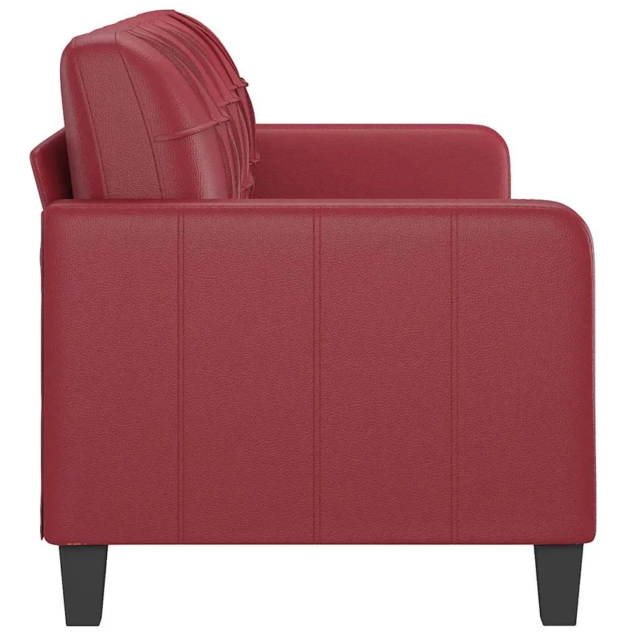 Canapé à 3 places Rouge bordeaux 180 cm Similicuir - 4