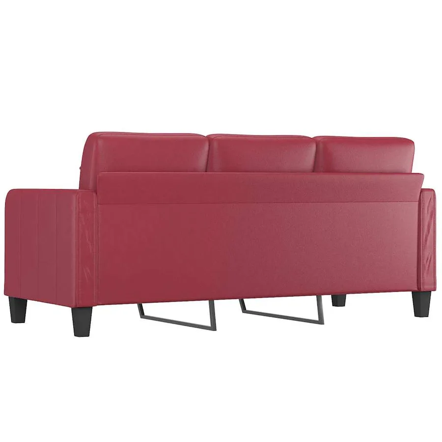 Canapé à 3 places Rouge bordeaux 180 cm Similicuir - 5
