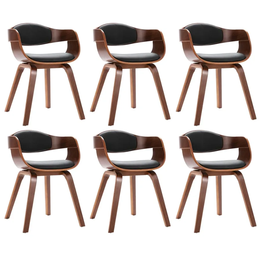Chaises à manger lot de 6 bois courbé et similicuir - 2